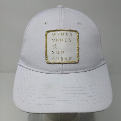 Wines Vines & Sunshine Slideback Hat White OSFM Adjustable Fahrenheit