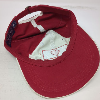 Ahead Baseball Cap White Red One Size Montana Heart State Distressed Patch Hat