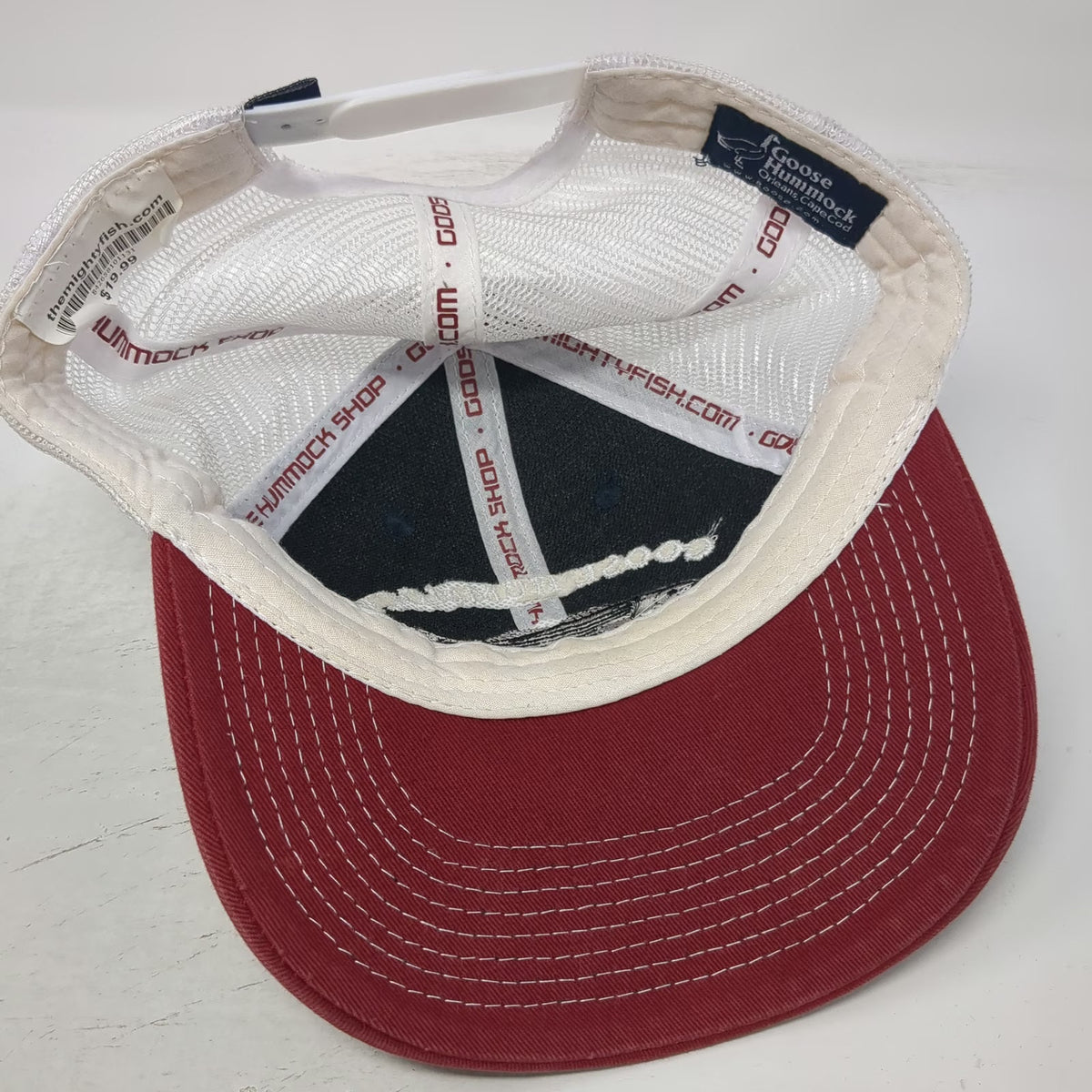 Goose Hummock Trucker Hat Blue Red One Size Striped Bass Cape Cod Snapback