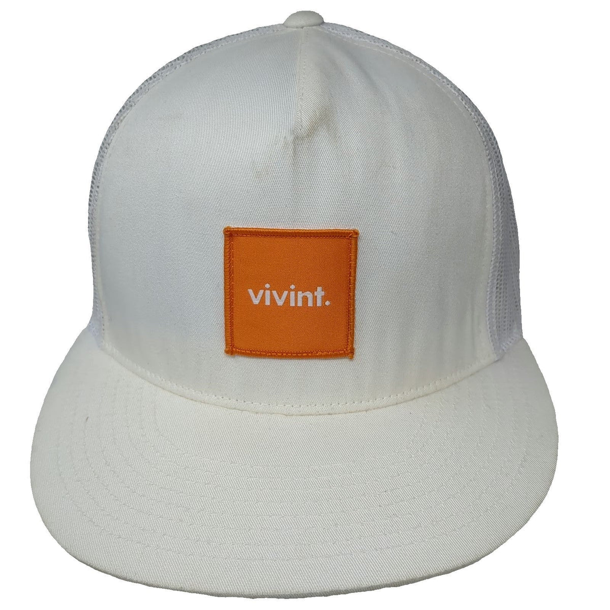 Yupoong Trucker Hat White One Size Vivint Orange Patch Logo Snapback Mesh Bill