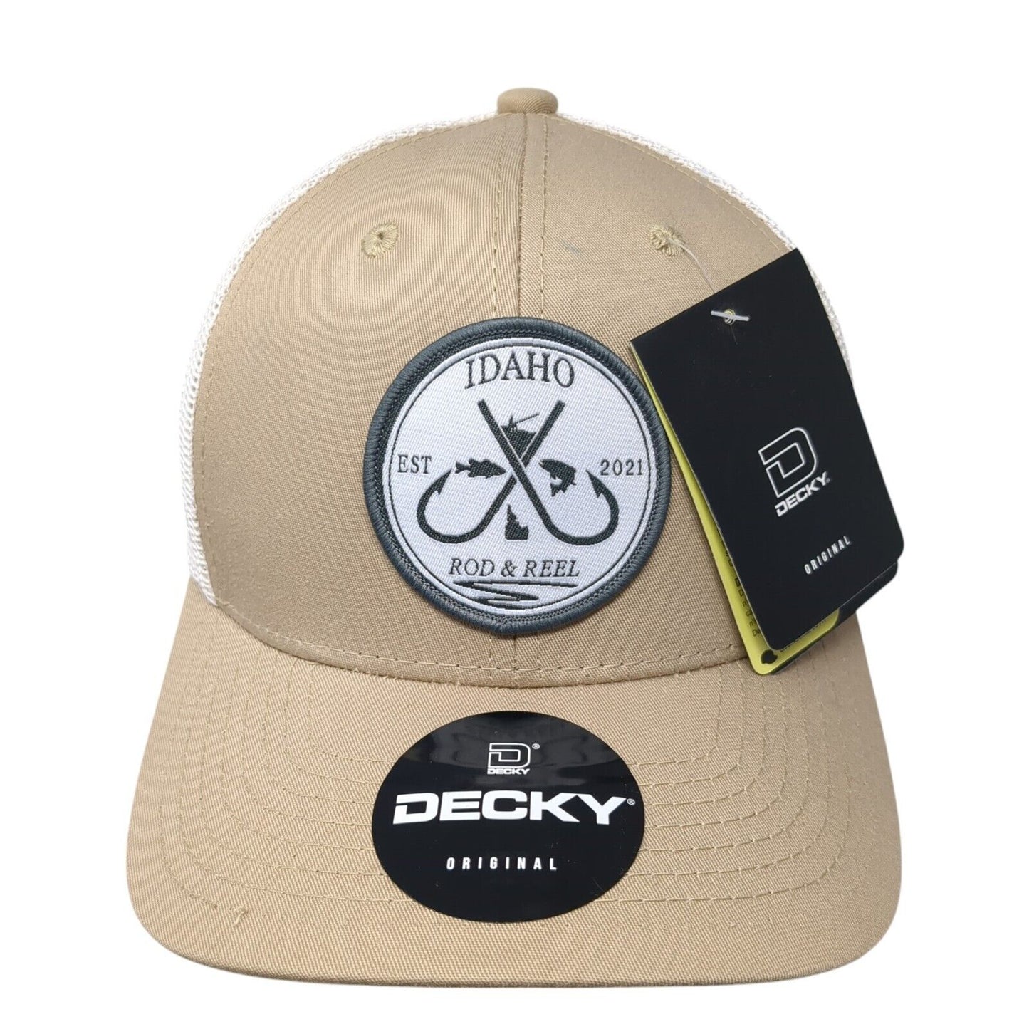Idaho Rod & Reel Est. 2021 Snapback Trucker Hat Tan OS Adjustable W/Tags Decky