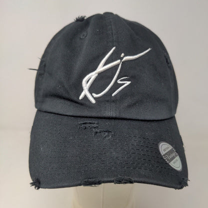 KB Ethos Men's Slideback Hat Black Adjustable Embroidered Logo Distressed Cotton