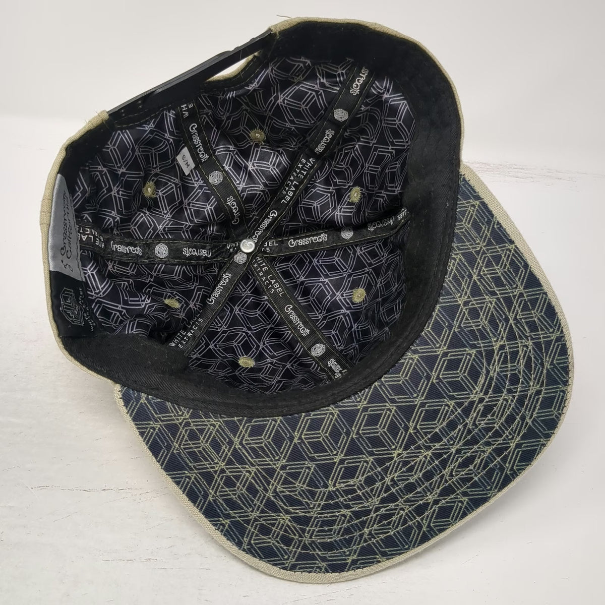 Grassroots California Snapback Beige OS White Label Extracts Logo Hat