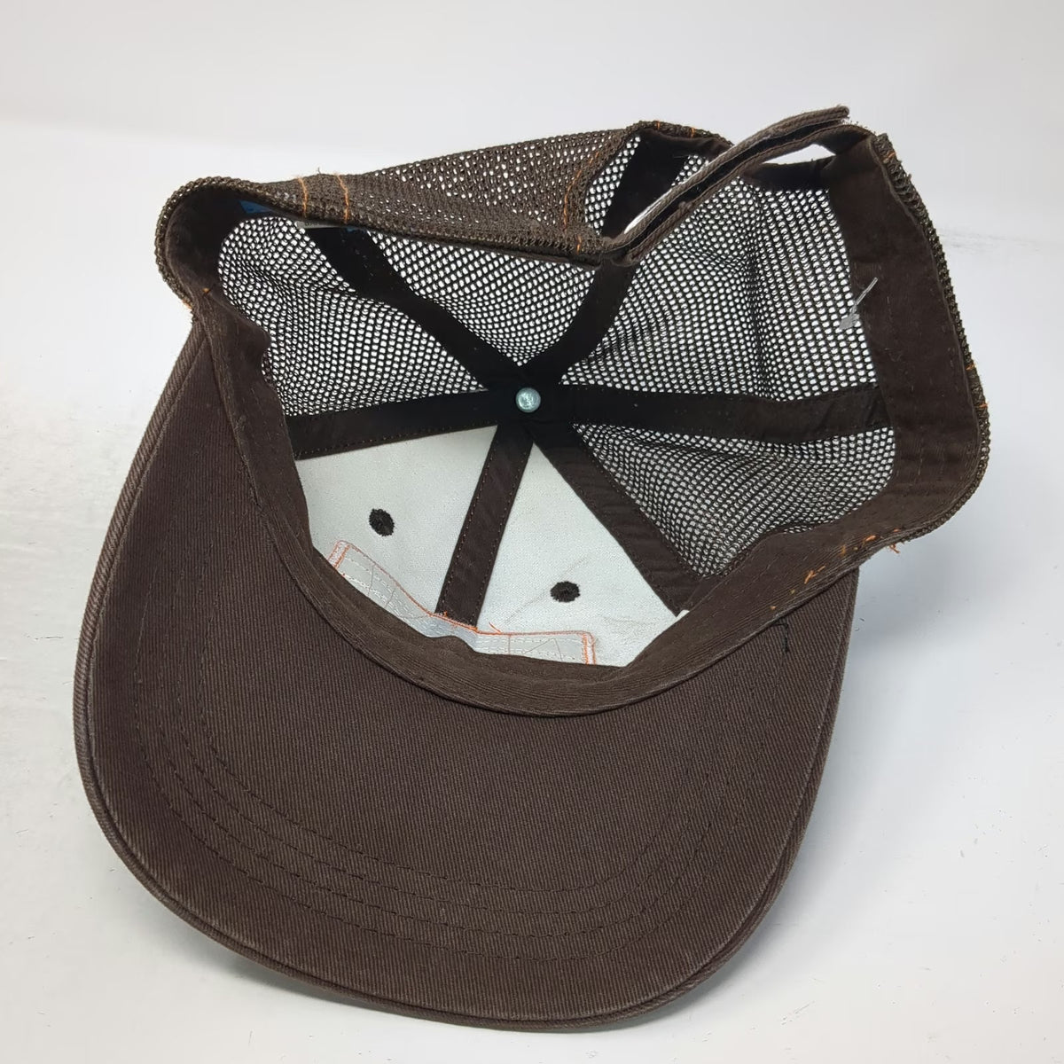 Costa Baseball Cap Brown One Size Fish Skeleton Patch Mesh Back Strapback Hat