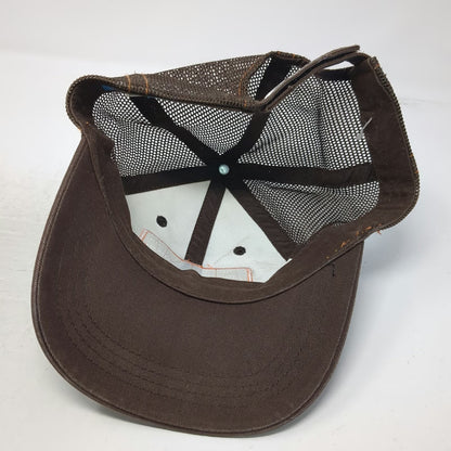 Costa Baseball Cap Brown One Size Fish Skeleton Patch Mesh Back Strapback Hat