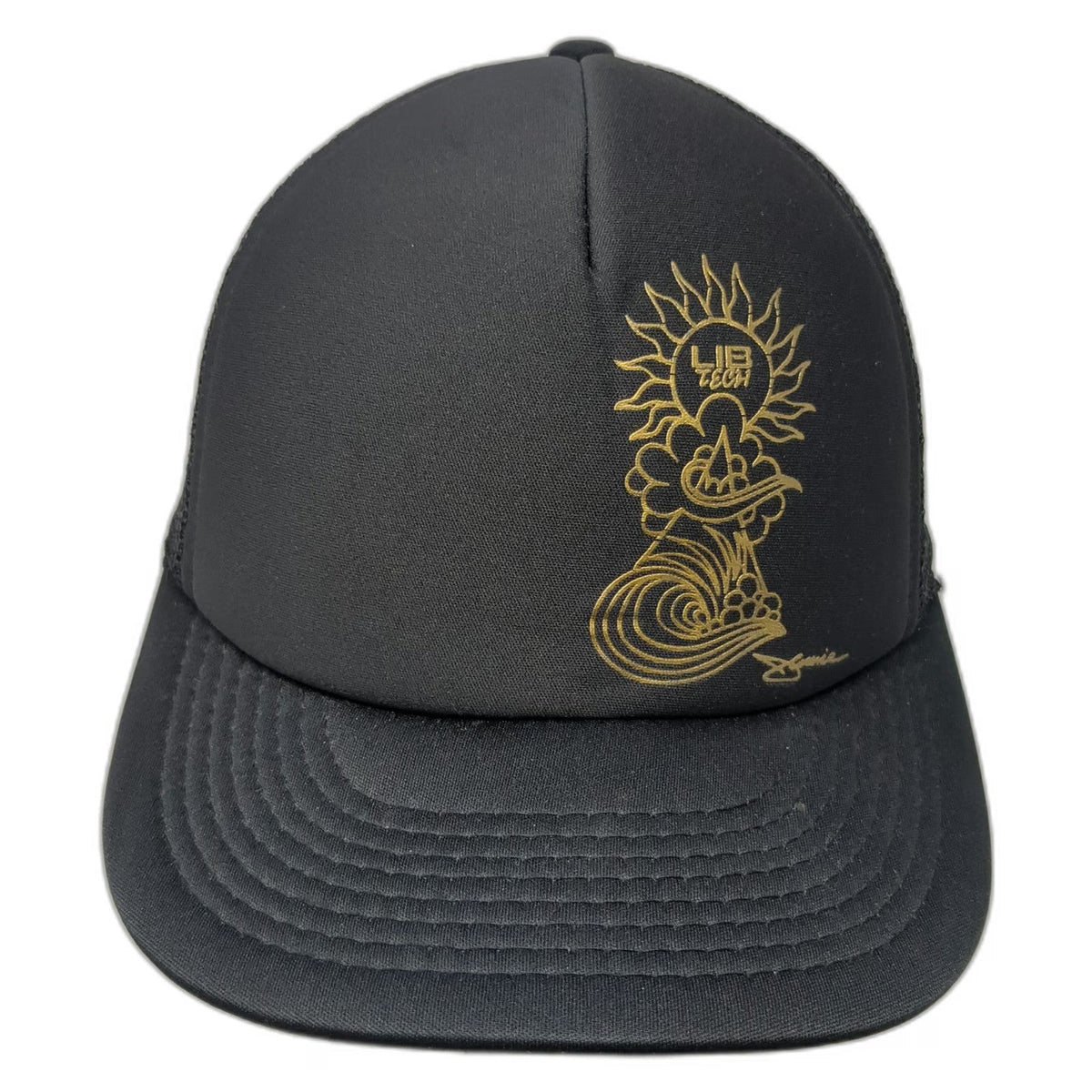 Lib Tech Trucker Hat Black One Size 20 Year Anniversary Gold Graphic Snapback