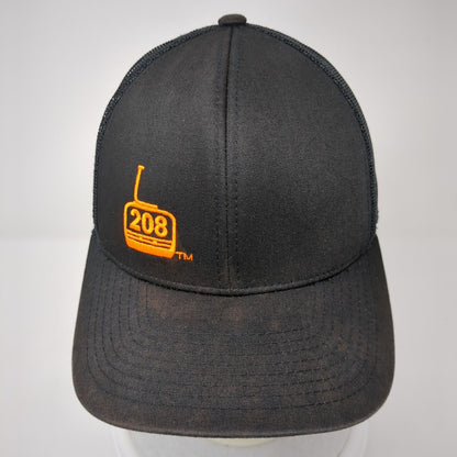 208 Logo Snapback Mesh Back Trucker Hat Black One Size Solid Mesh Back