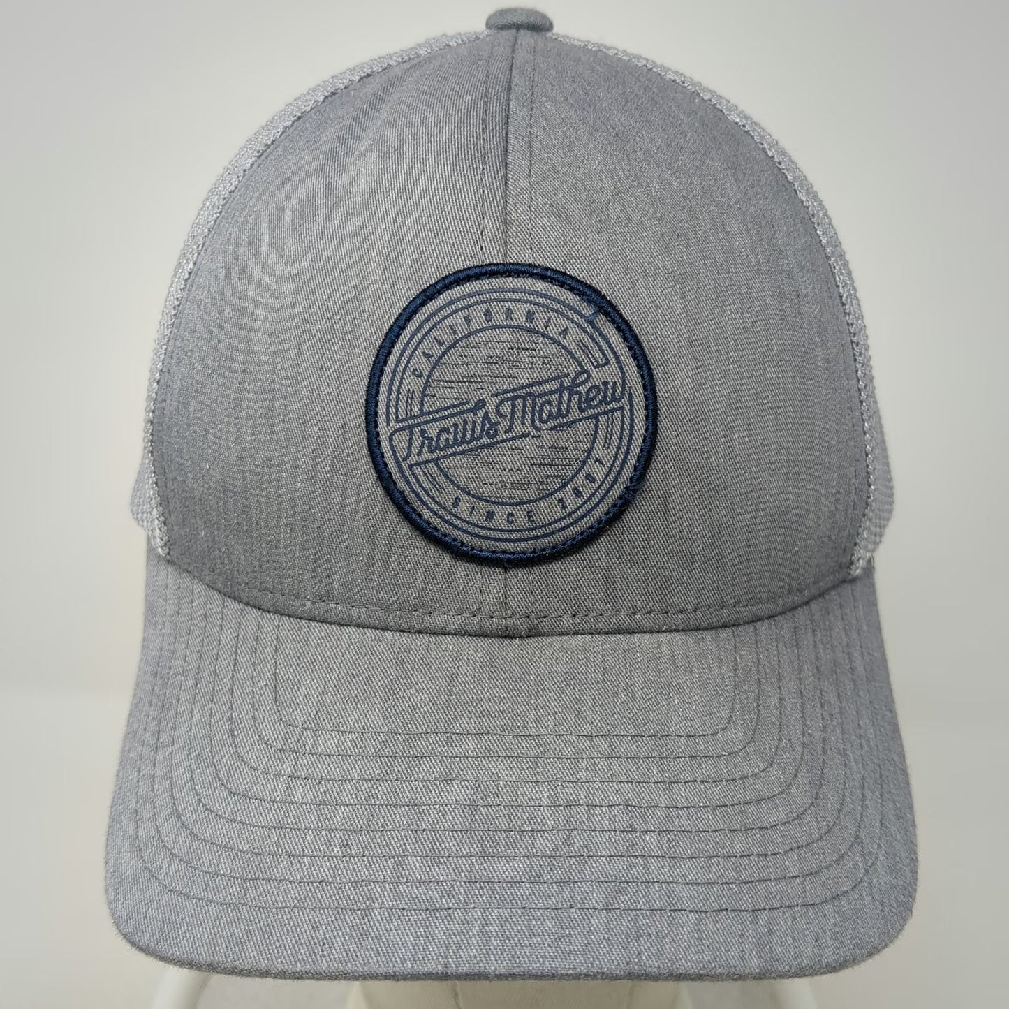 TravisMathew Trucker Hat Gray OSFM Flexfit 110 Snapback Mesh Patch California