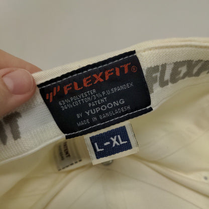 MD Mitchell Dean Fitted Hat Cream L/XL Embroidered 6 Panel Flexfit Yupoong