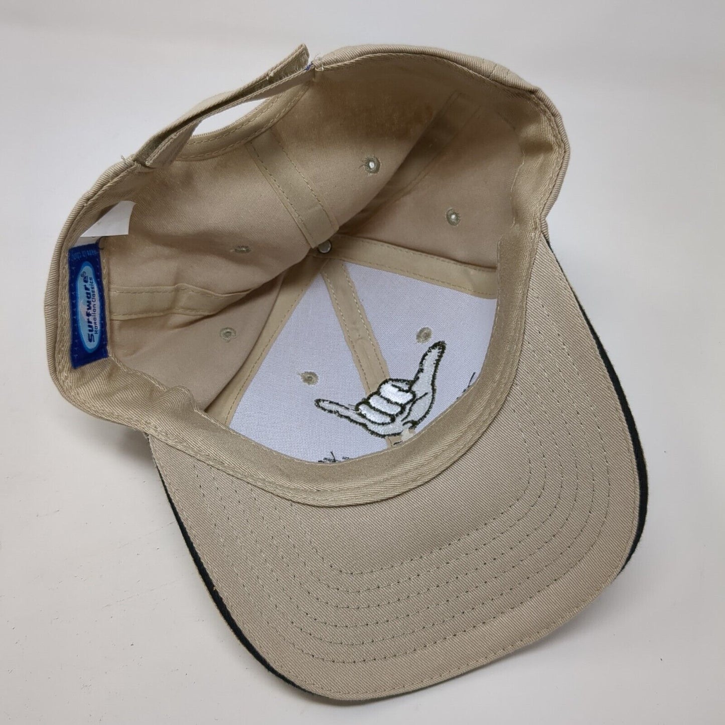 Hang Loose Hawaii Strapback Hat Tan OSFA Adjustable Embroidered 6 Panel Cotton