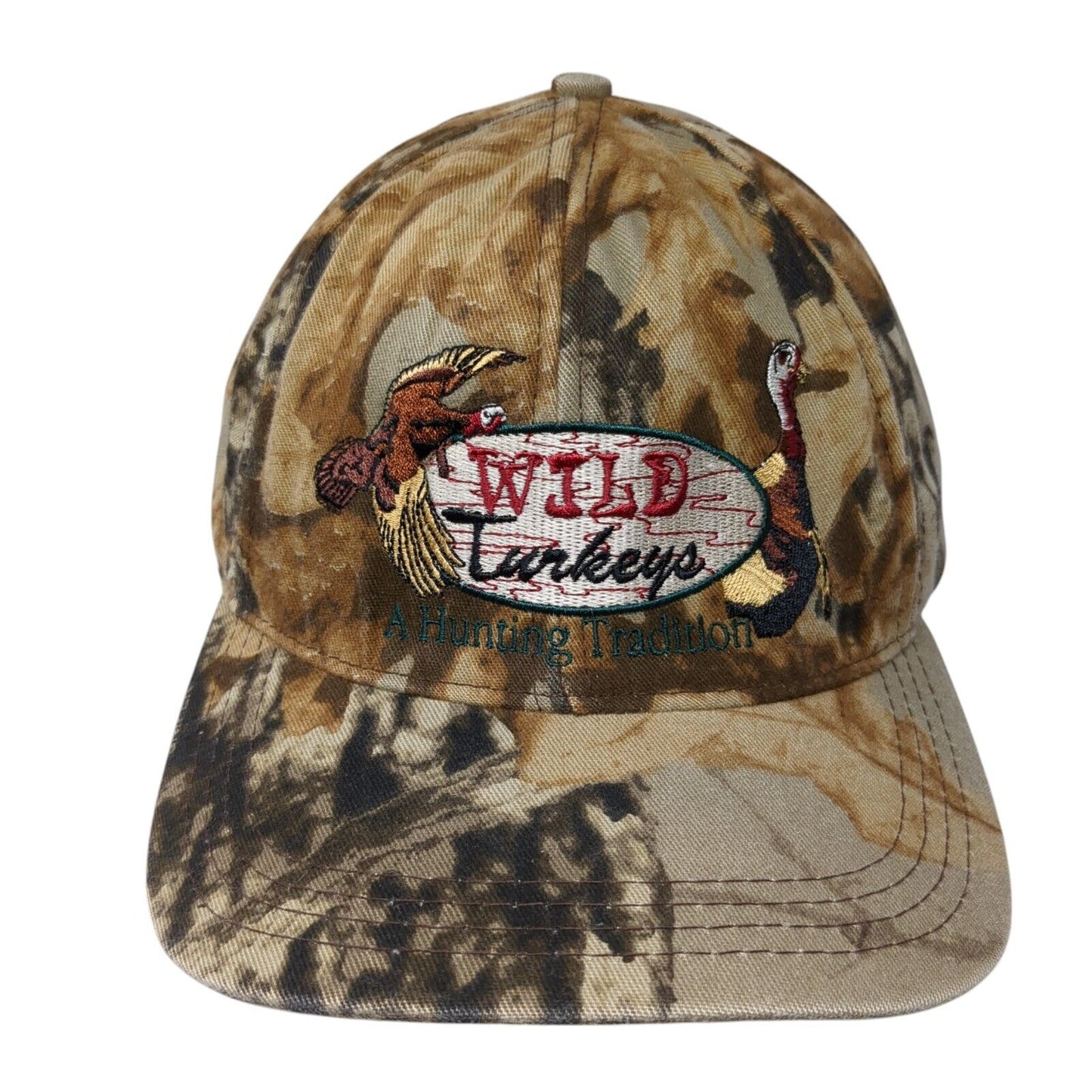 Wild Turkeys A Hunting Tradition Snapback Hat Camouflage One Size Adjustable