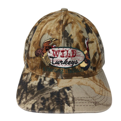 Wild Turkeys A Hunting Tradition Snapback Hat Camouflage One Size Adjustable