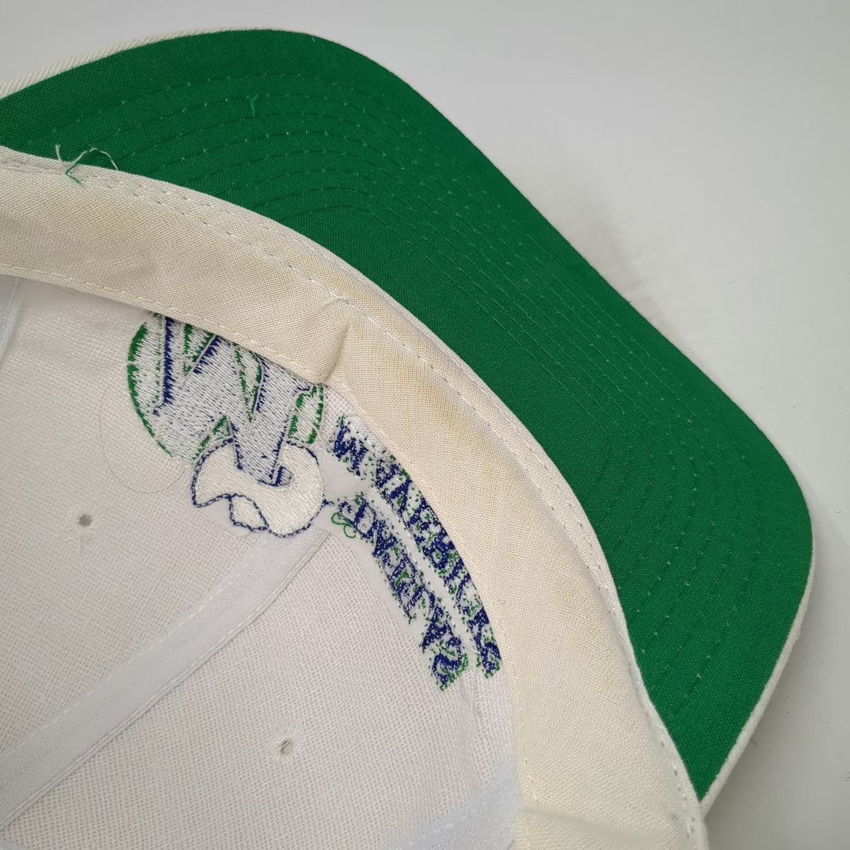 Dallas Mavericks NBA Twins Snapback White Blue Green Underbrim Logo Hat Vintage
