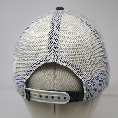 Marmot Trucker Hat Blue One Size Mesh Back Mountain Patch Snapback Curved Brim