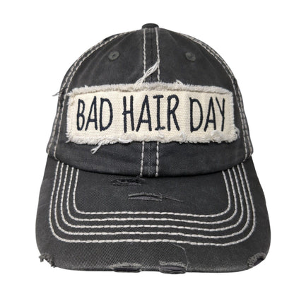 Bad Hair Day Strapback Hat Gray One Size Distressed KB ETHOS Vintage