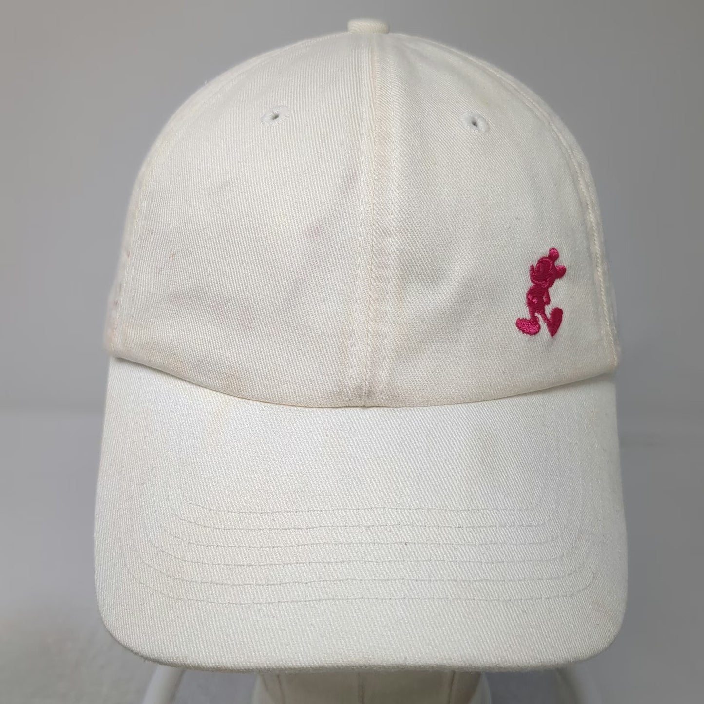 Disney Parks Baseball Cap White One Size Pink Mickey Mouse Strapback Hat