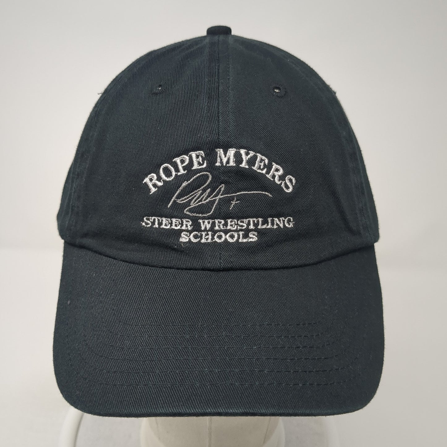 Rope Myers Slideback Baseball Cap Black One Size Adjustable Embroidered 6 Panel