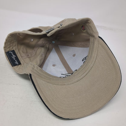 Ben Hogan Baseball Cap Beige Black OSFM Hat Script Embroidery Side Logo Buckle