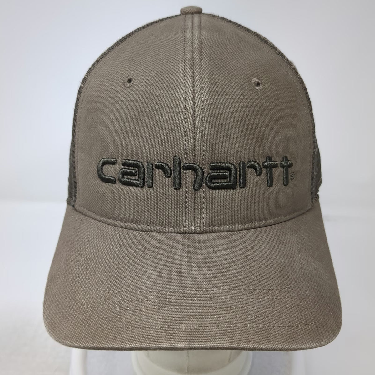 Carhartt Trucker Hat Brown One Size Mesh Snapback Embroidered Logo Workwear Cap