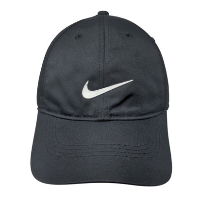 Nike Strapback Golf Hat Black OSFA Adjustable Swoosh Logo 6 Panel Polyester