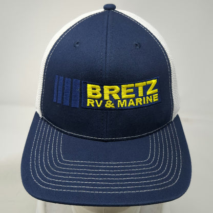 Outdoor Cap Trucker Hat Blue White One Size Mesh Back Snapback Bretz RV Marine