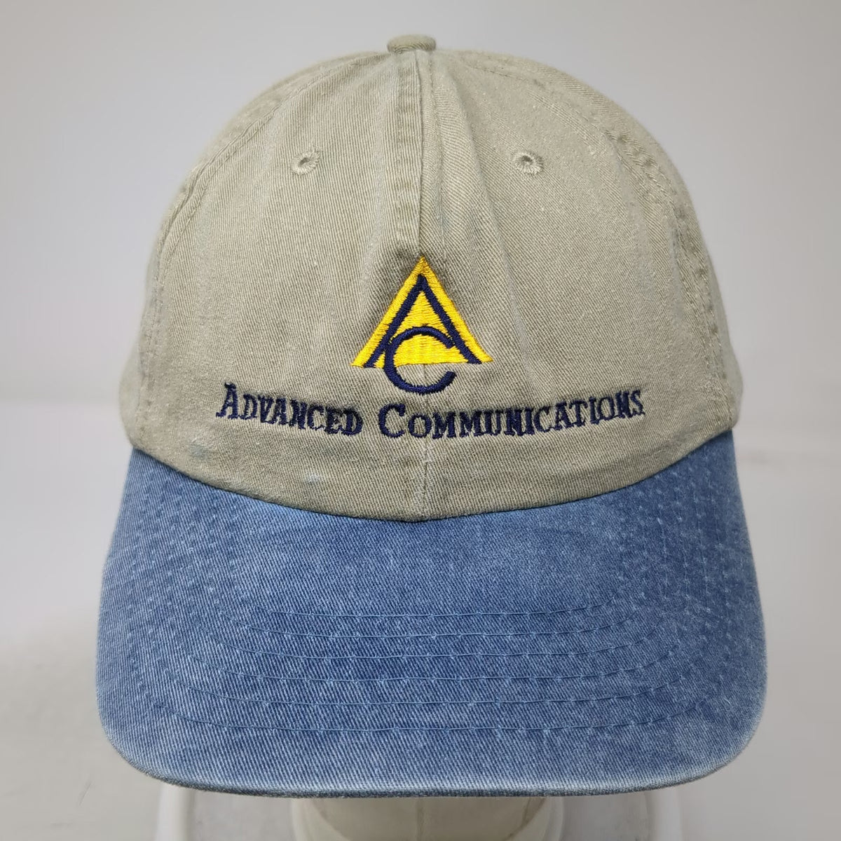 Basic Hat Baseball Cap Beige Blue One Size Advanced Communications Embroidered