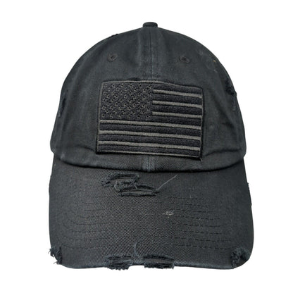 USA Flag Slideback Hat Black One Size Adjustable Distressed Patriotic KB ETHOS