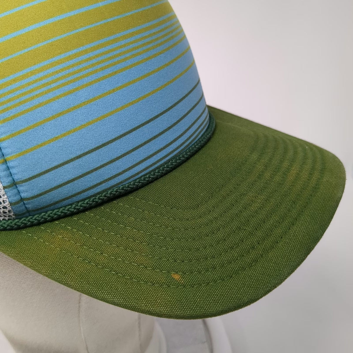 Patagonia Trucker Hat Green One Size Striped Mesh Back Snapback Rope Detail