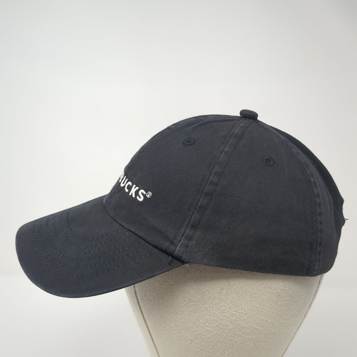 Starbucks Strapback Baseball Cap Black One Size Adjustable Embroidered 6 Panel