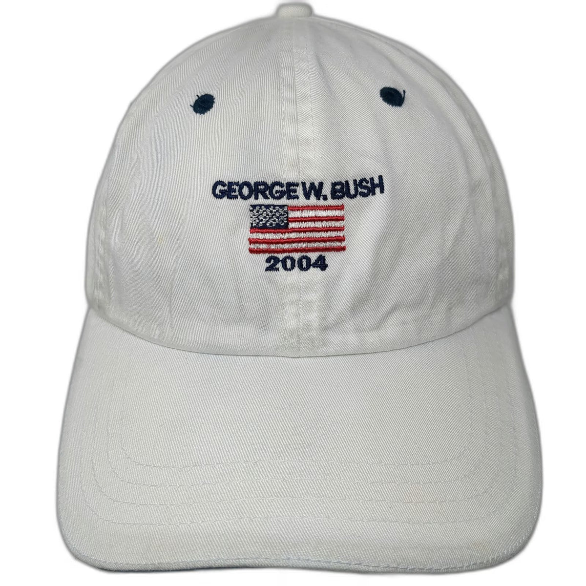 Camp David Baseball Cap White Blue One Size George W Bush 2004 American Flag hat
