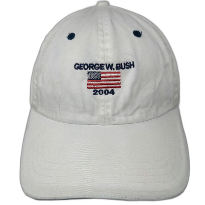 Camp David Baseball Cap White Blue One Size George W Bush 2004 American Flag hat
