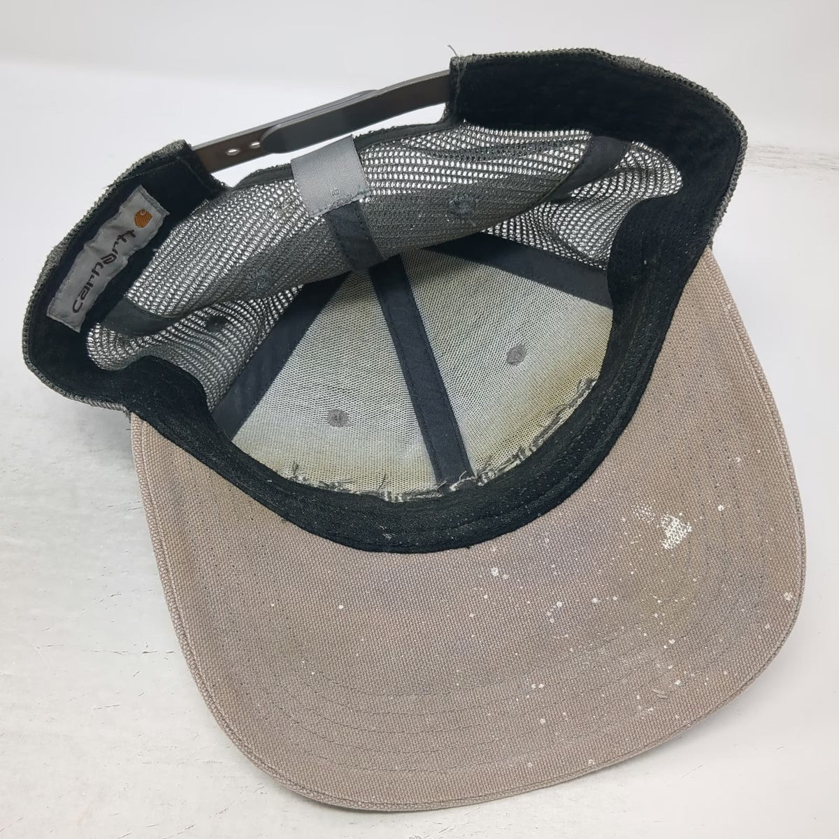 Carhartt Trucker Hat Gray One Size Snapback Mesh Logo Canvas Work Hat
