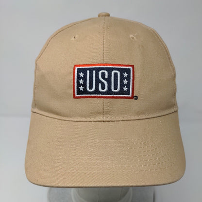 USO Support Our Heroes Slideback Hat Tan OSFA Adjustable Embroidered