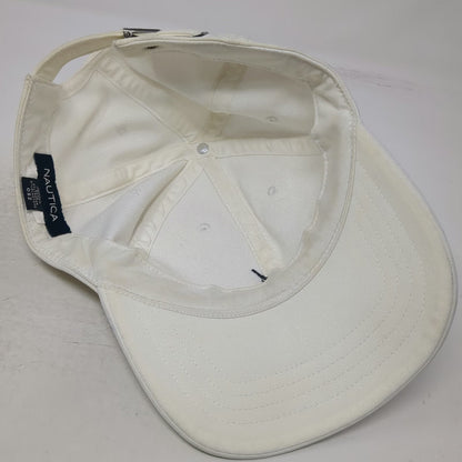 Nautica Baseball Cap White One Size Sail Logo Blue Side Bill Logo Adjustable Hat