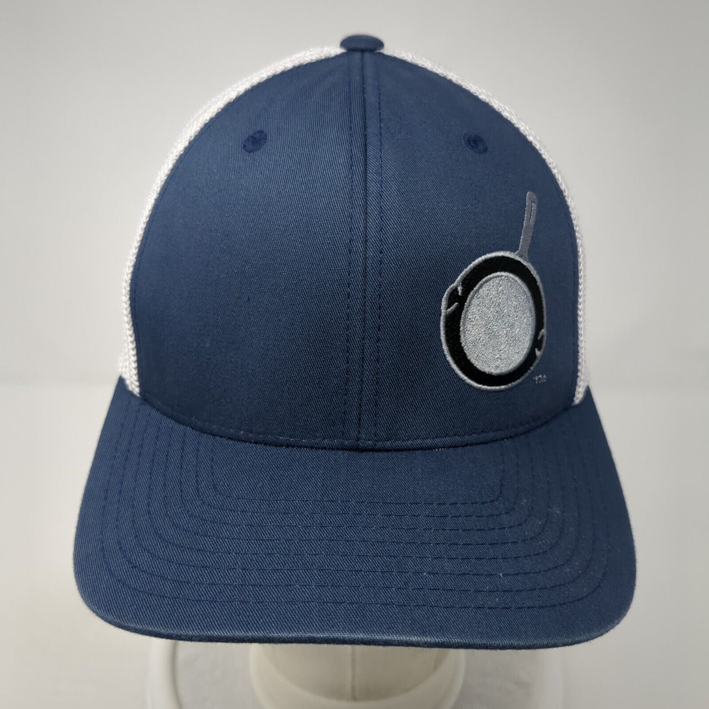 The Griddle Fitted Mesh Back Trucker Hat Blue One Size Flexfit Yupoong