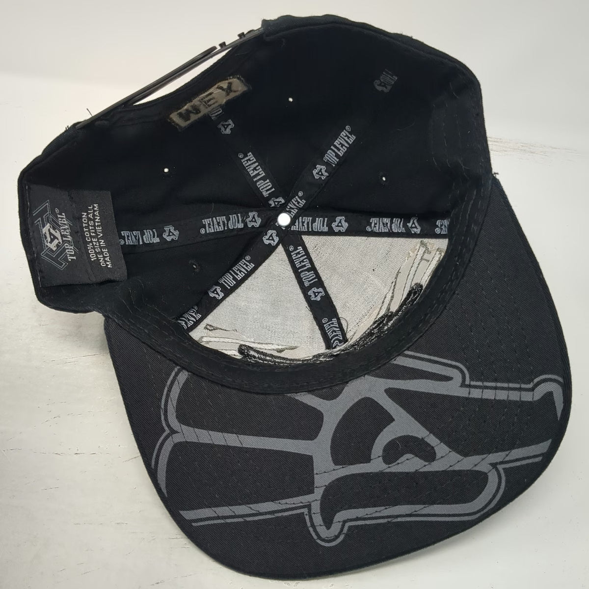 Top Level 5 Panel Black Hat One Size Snapback Eagle MEX Graphic Under Visor