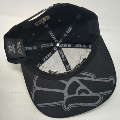 Top Level 5 Panel Black Hat One Size Snapback Eagle MEX Graphic Under Visor