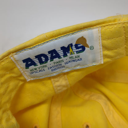 Adams Baseball Cap Yellow One Size Leather Strap Hero Islands Vermont Cotton Hat