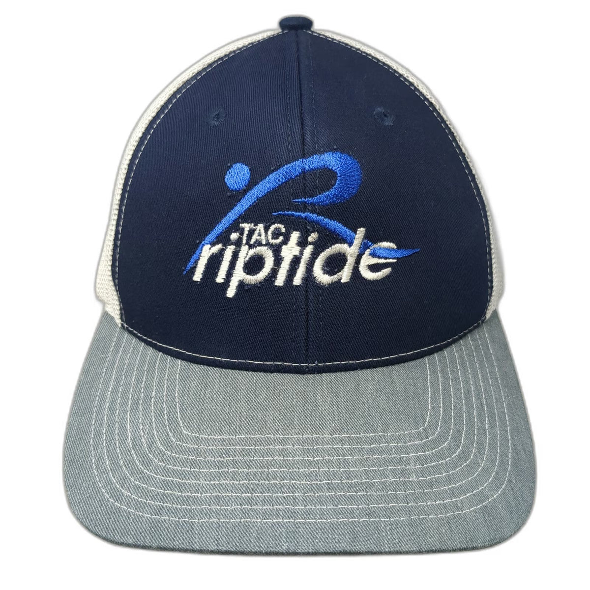 Outdoor Cap Trucker Hat Blue Gray White One Size TAC Riptide Logo Mesh Snapback