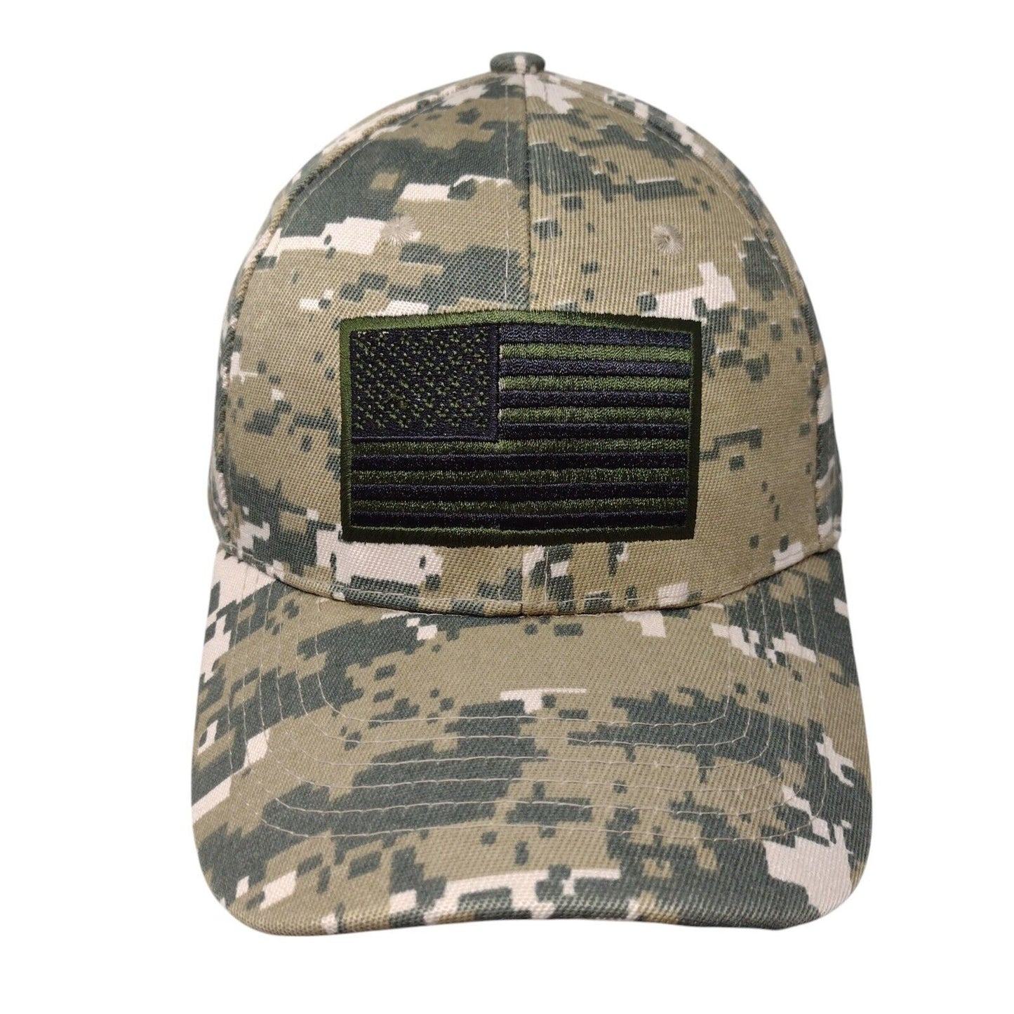 American Flag Strapback Hat Camouflage OS Adjustable Embroidered Patriotic