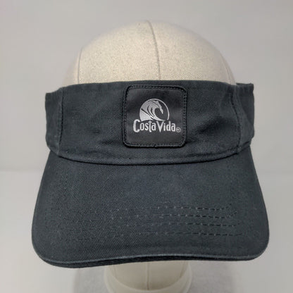 Costa Vida Strapback Sun Visor Hat Black OSFA Adjustable Sportsman Cotton