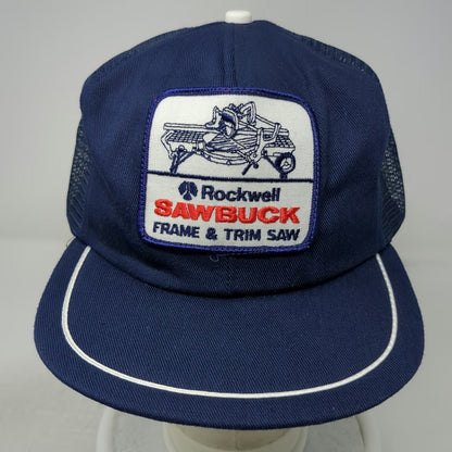 Rockwell Sawbuck Frame Trim Saw Blue Trucker Hat Snapback Patch USA Vintage