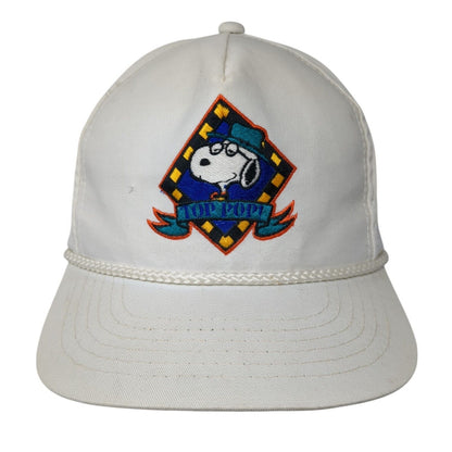 Snoopy Top Pop Slideback Rope Hat White One Size Solid Leather Strap