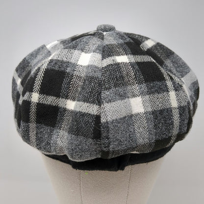 Angela & William Newsboy Cap Gray Black White One Size Wool Blend Flower Hat