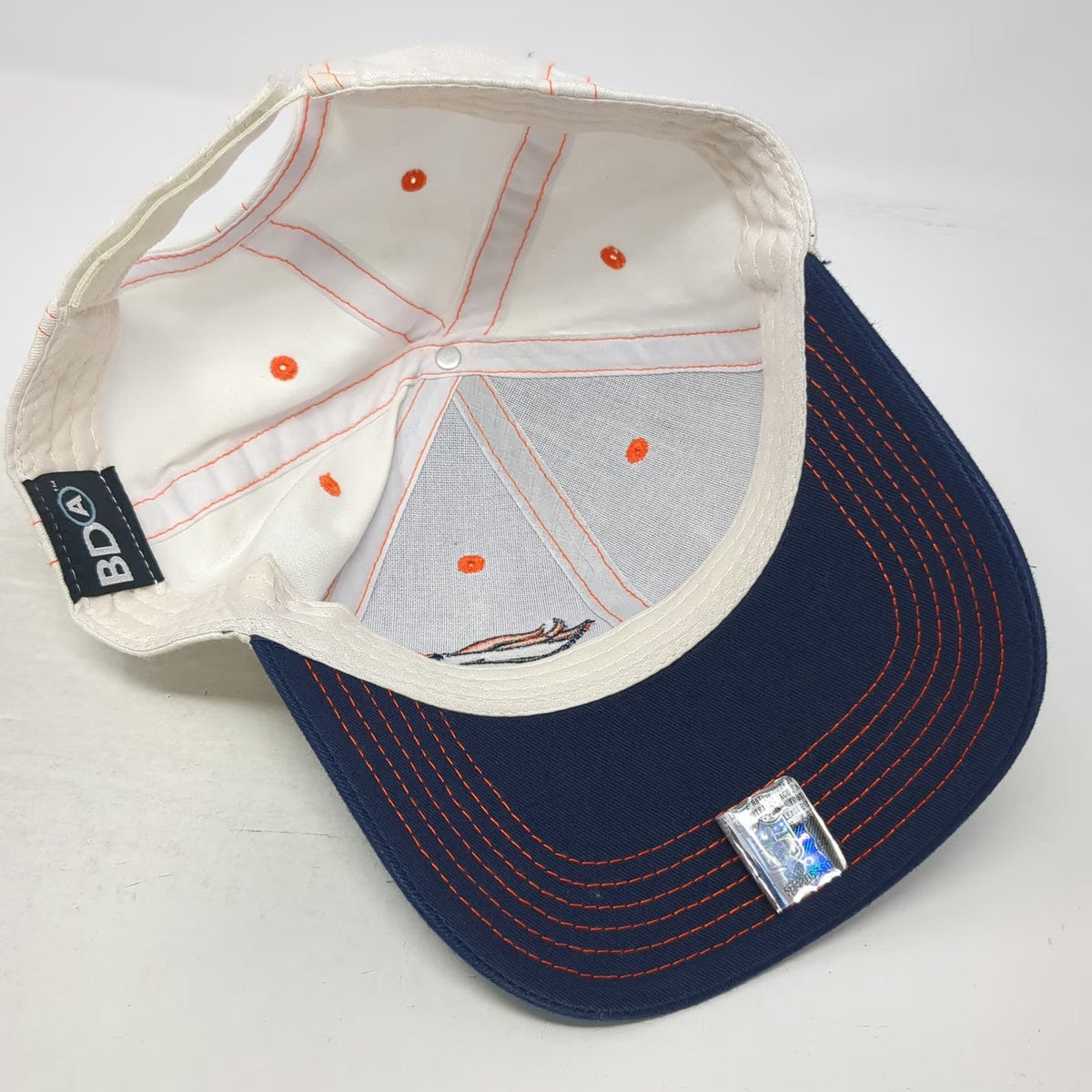 BDA Denver Broncos NFL Cap Blue One Size Verizon Logo Orange Stitching Strapback