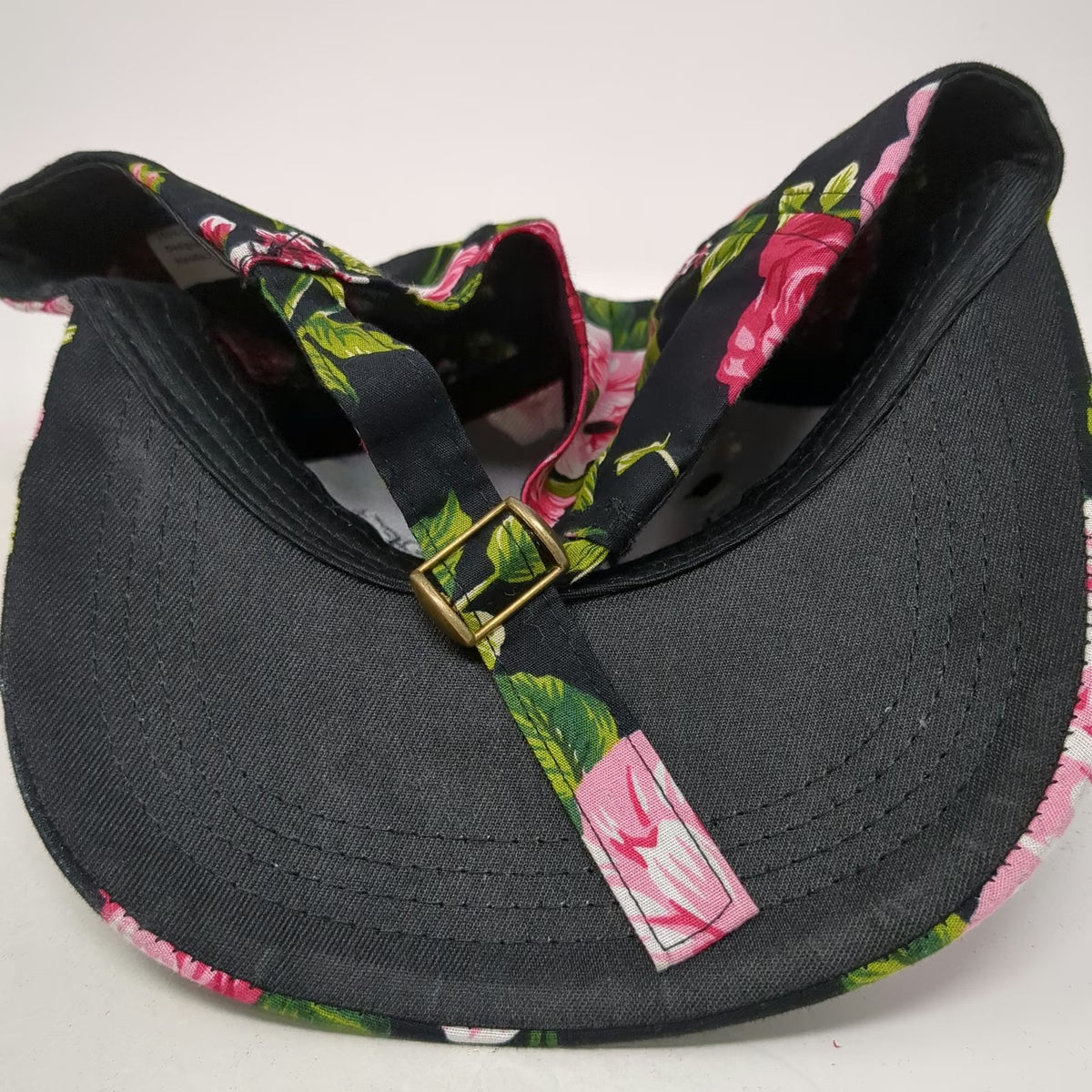 Budapest Floral Rose Baseball Cap Black One Size Embroidered Flower Pattern Hat