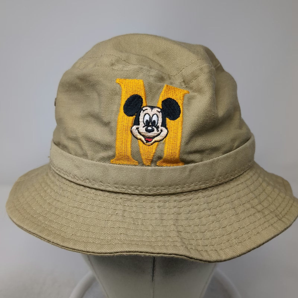 Goofy's Co Bucket Hat Beige Mickey Mouse Disney M Embroidered Cotton Vintage