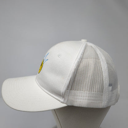 Smiley Crown Snapback Mesh Back Trucker Hat White Cream One Size 6 Panel