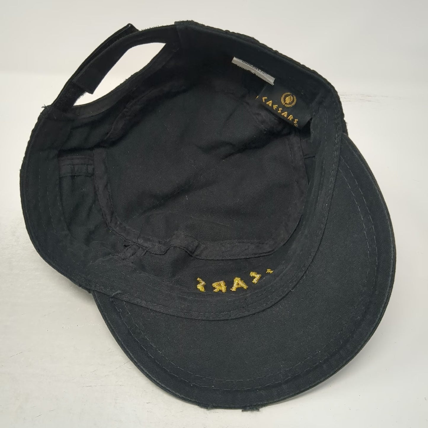 Caesars Black Army Cap One Size Side Zipper Embroidered Strapback Cotton Hat