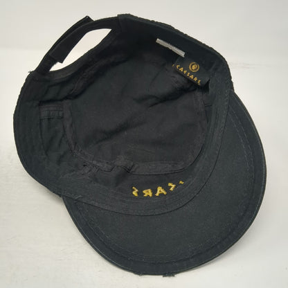 Caesars Black Army Cap One Size Side Zipper Embroidered Strapback Cotton Hat